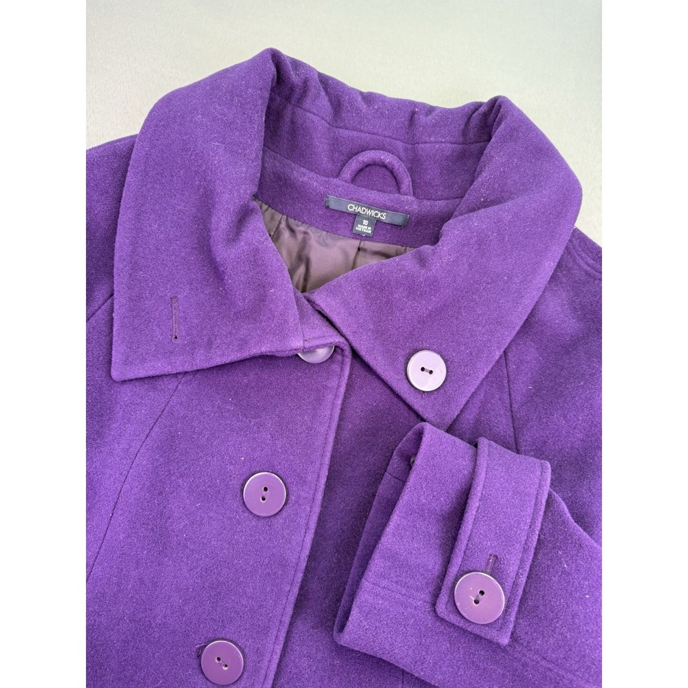 Chadwick's Wool Pea Coat Women's Size 10 Eggplant Purple Jacket Pockets